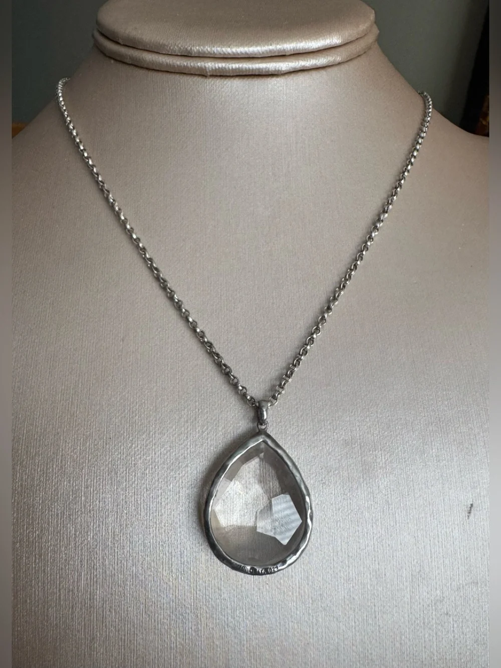 Ippolita Sterling Silver Teardrop Clear Quartz Pendant - Picture 1 of 8